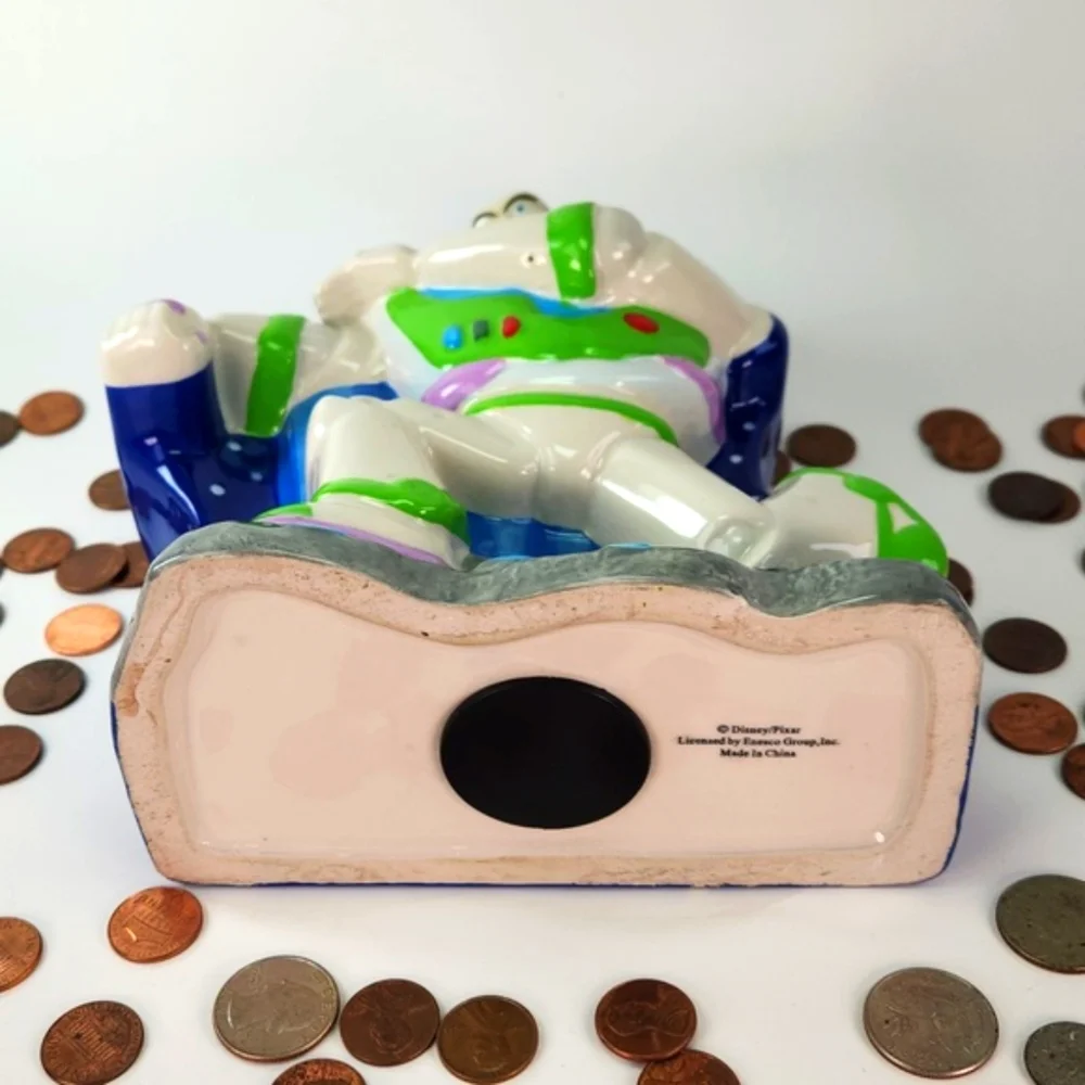 Disney/Pixar BUZZ LIGHTYEAR Ceramic Coin Bank, VTG 90s EUC Toy Story